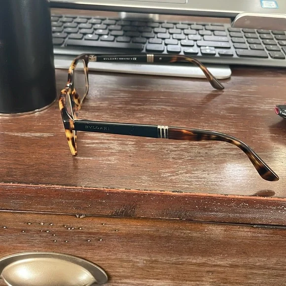 Bulgari 3018 5251 Havana clear brown tortoise eyeglasses with round black case - Picture 15 of 16